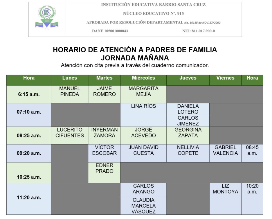 Atención a apdres de familia